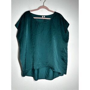 Frenchi Bohemian Satin Tunic Sleeveless Top Green Size L